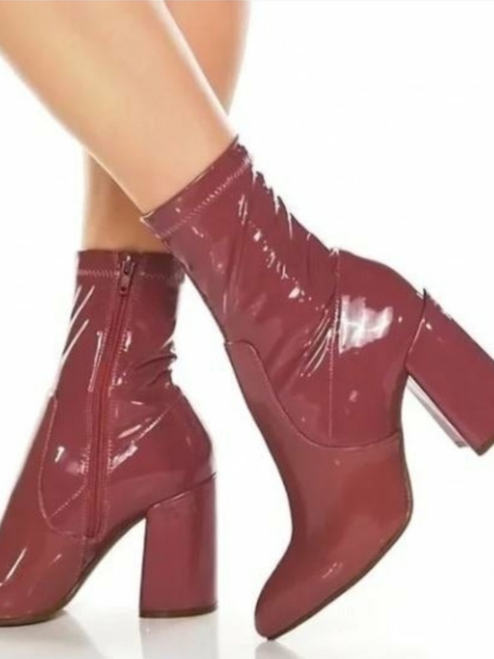 Steve Madden Patent Block Heel Ankle Boots Rose pink women size 8.5 brand new